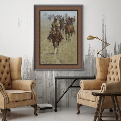Bringing In The Mares Framed Canvas Wall Art