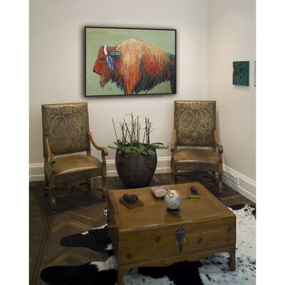 Warrior Bison Framed Canvas Wall Art