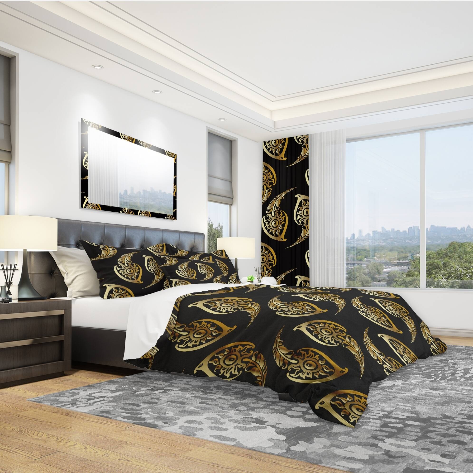 Designart 'Golden Luxury Peacock Feathers' Modern & Contemporary