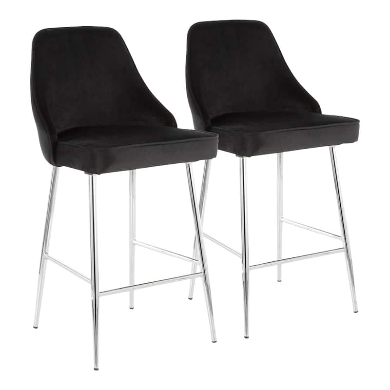 Silver Orchid Naldi Contemporary Chrome Counter Stool (Set of 2) - N/A - Black Velvet