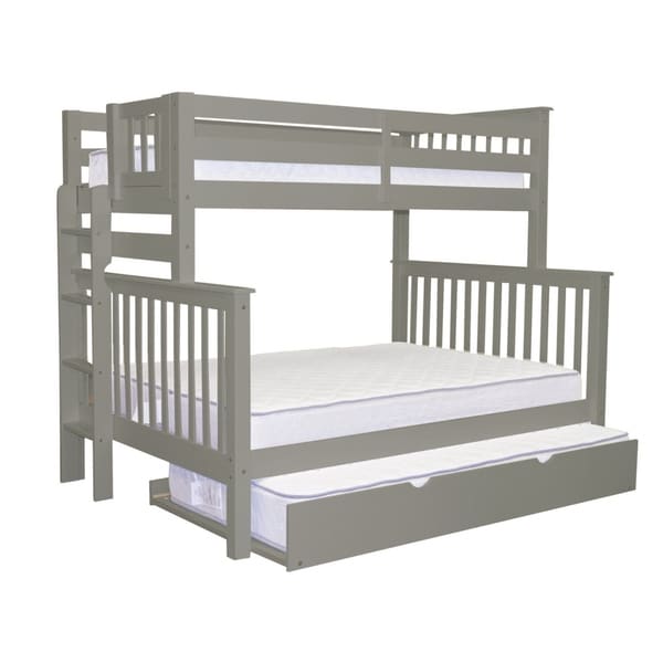 Shop Bedz King Grey Pinewood Twin Over Full Bunk Bed with End Ladder ...