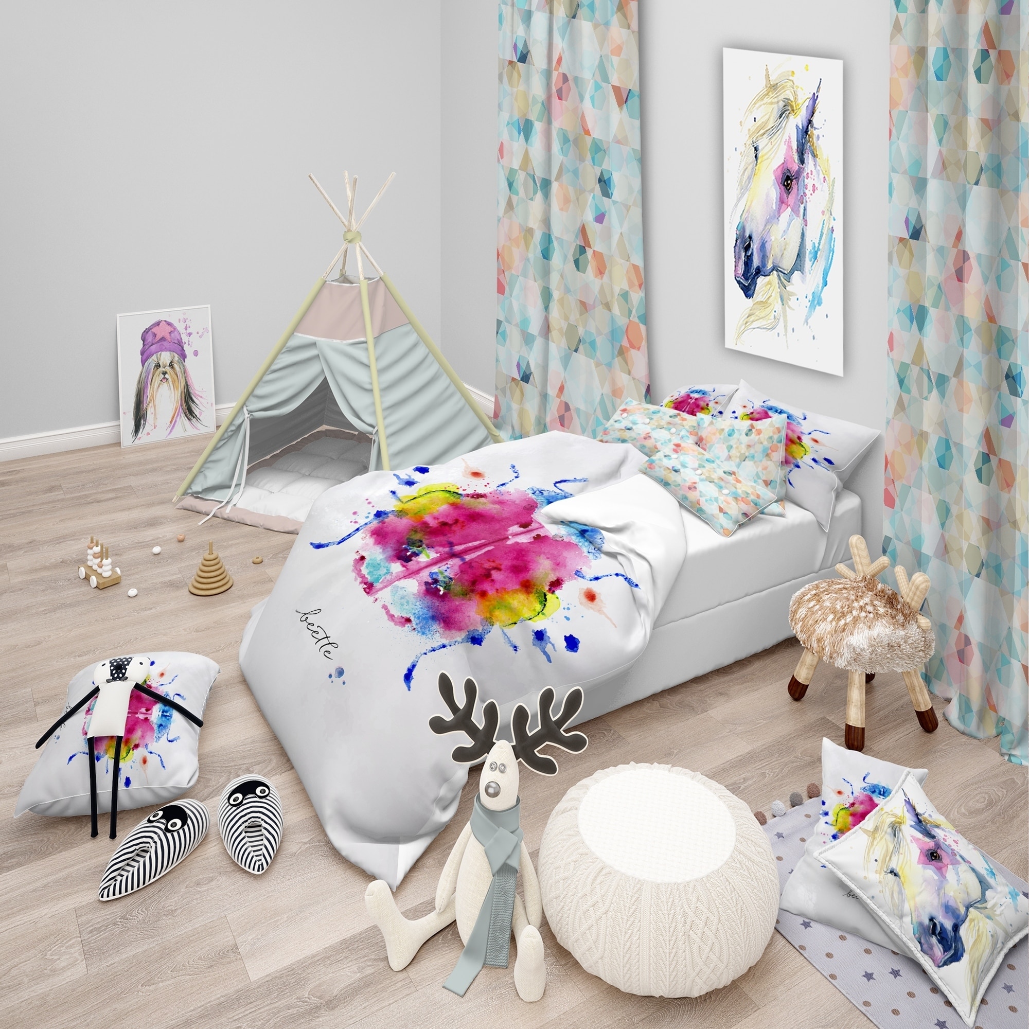 Designart 'Monotype color beetle' Animals Bedding Set --image