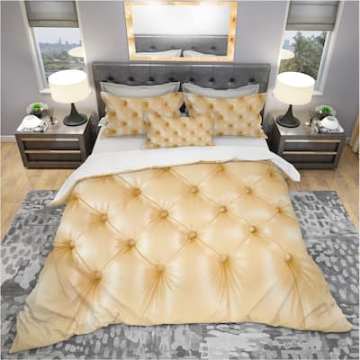 Designart 'Luxury Classic sofa Beige Leather' Modern & Contemporary Bedding Set - Duvet Cover & Shams