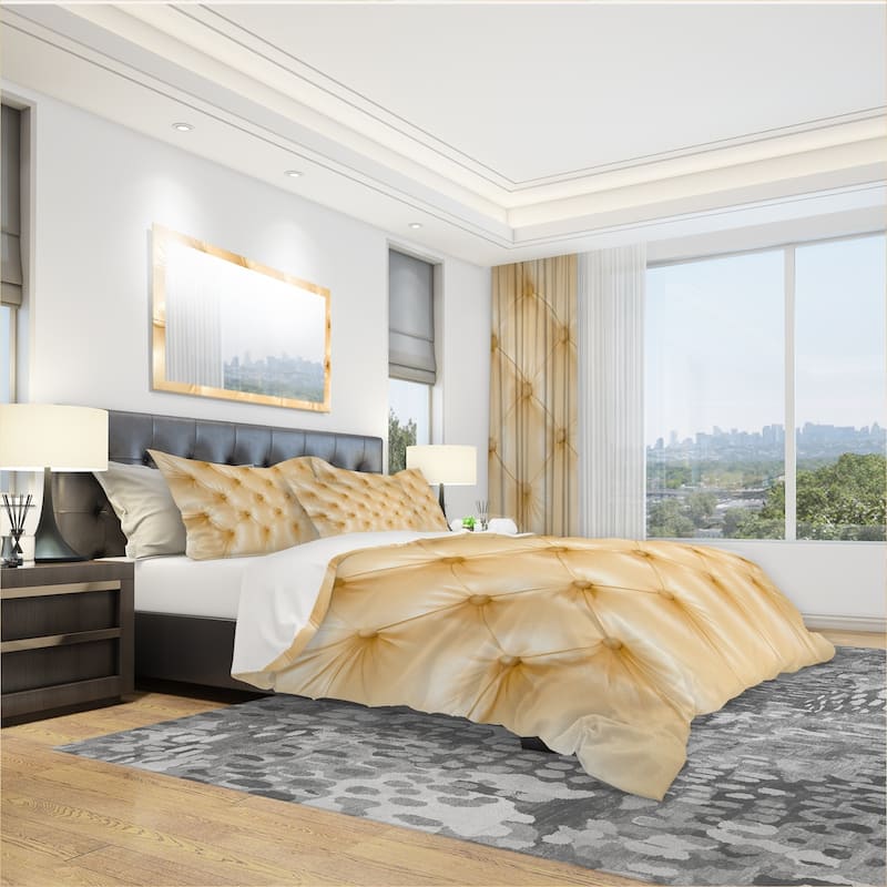 Designart 'Luxury Classic sofa Beige Leather' Modern & Contemporary Bedding Set - Duvet Cover & Shams