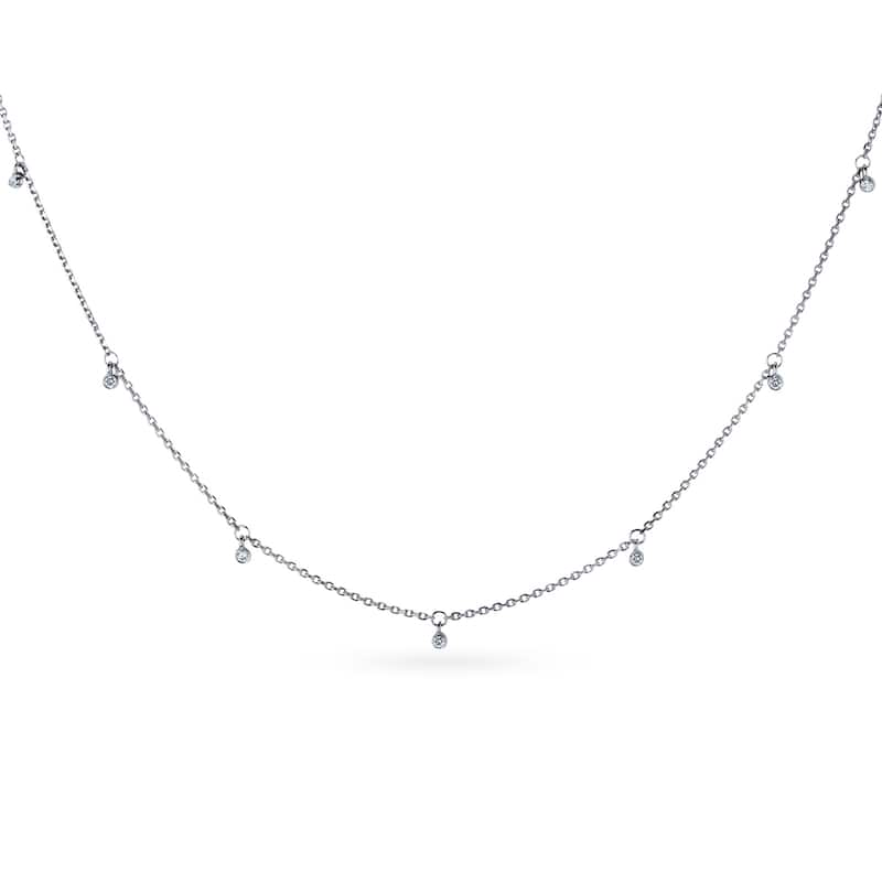 Annello by Kobelli 14k Gold 0.08 Carats TDW Diamond Drops Station Necklace, 16 or 18 Inch