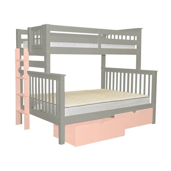 Shop Bedz King Grey Wood Twin Over Full Mission Style Bunk Beds