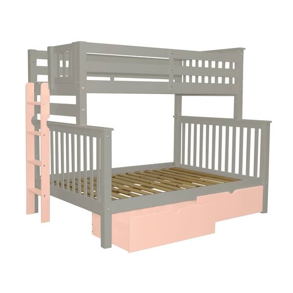 Shop Bedz King Grey Wood Twin Over Full Mission Style Bunk Beds