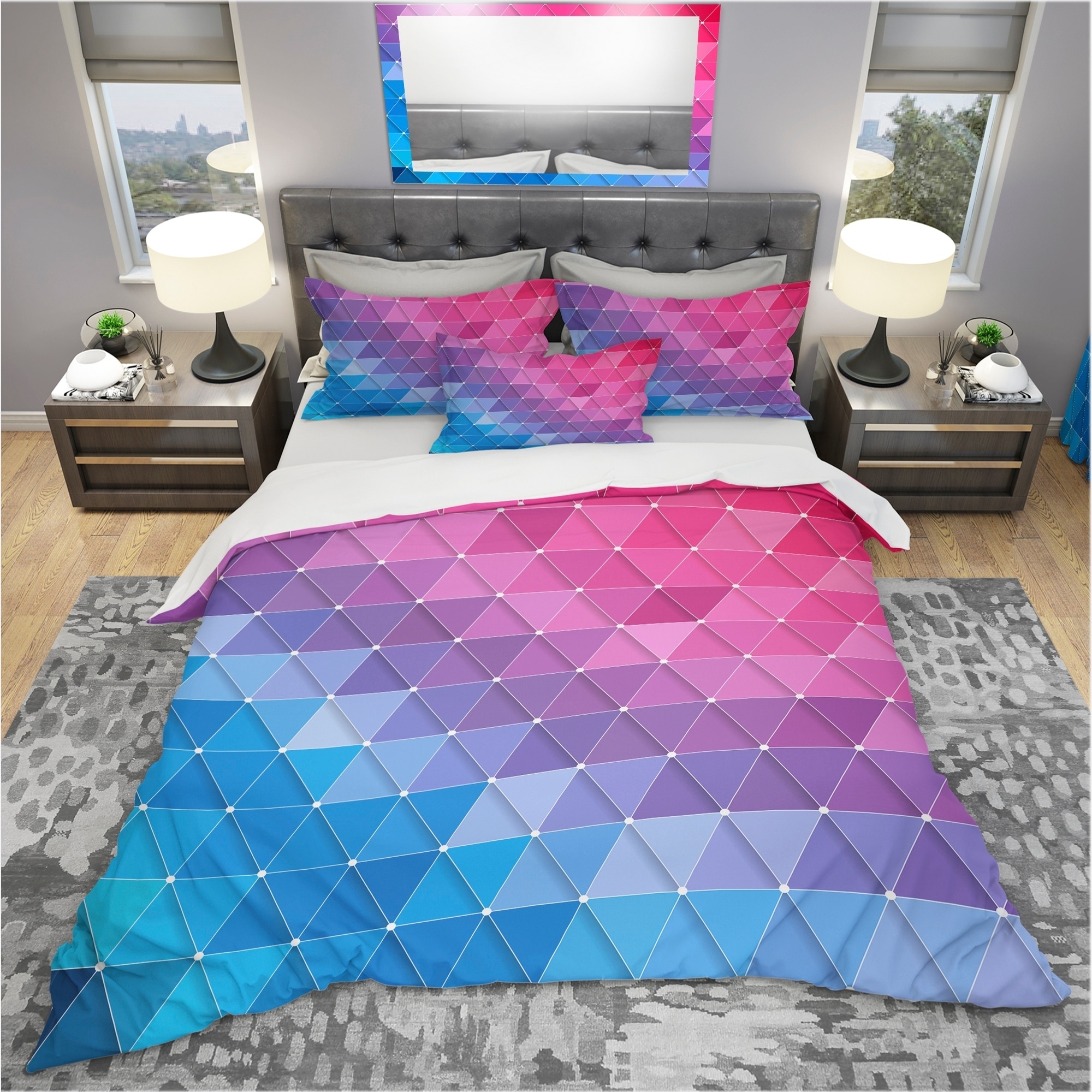 Shop Designart Triangular Geometry In Blue Purple And Pink