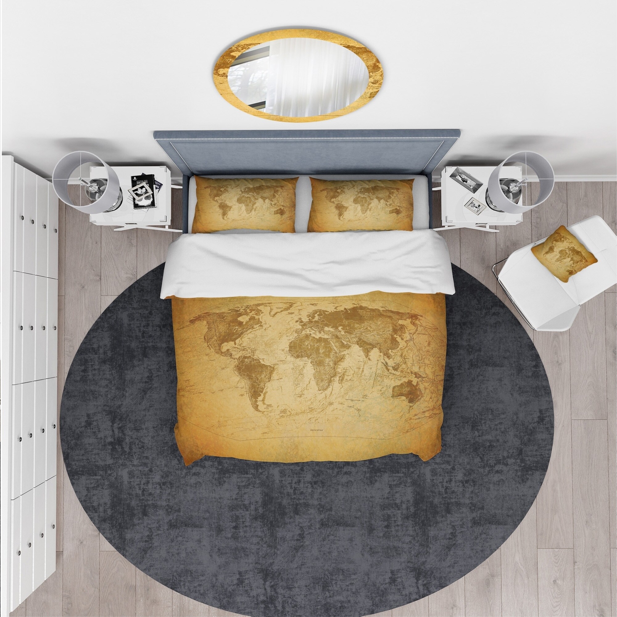 Designart 'Vintage Classic Map' Contemporary Bedding Set --image