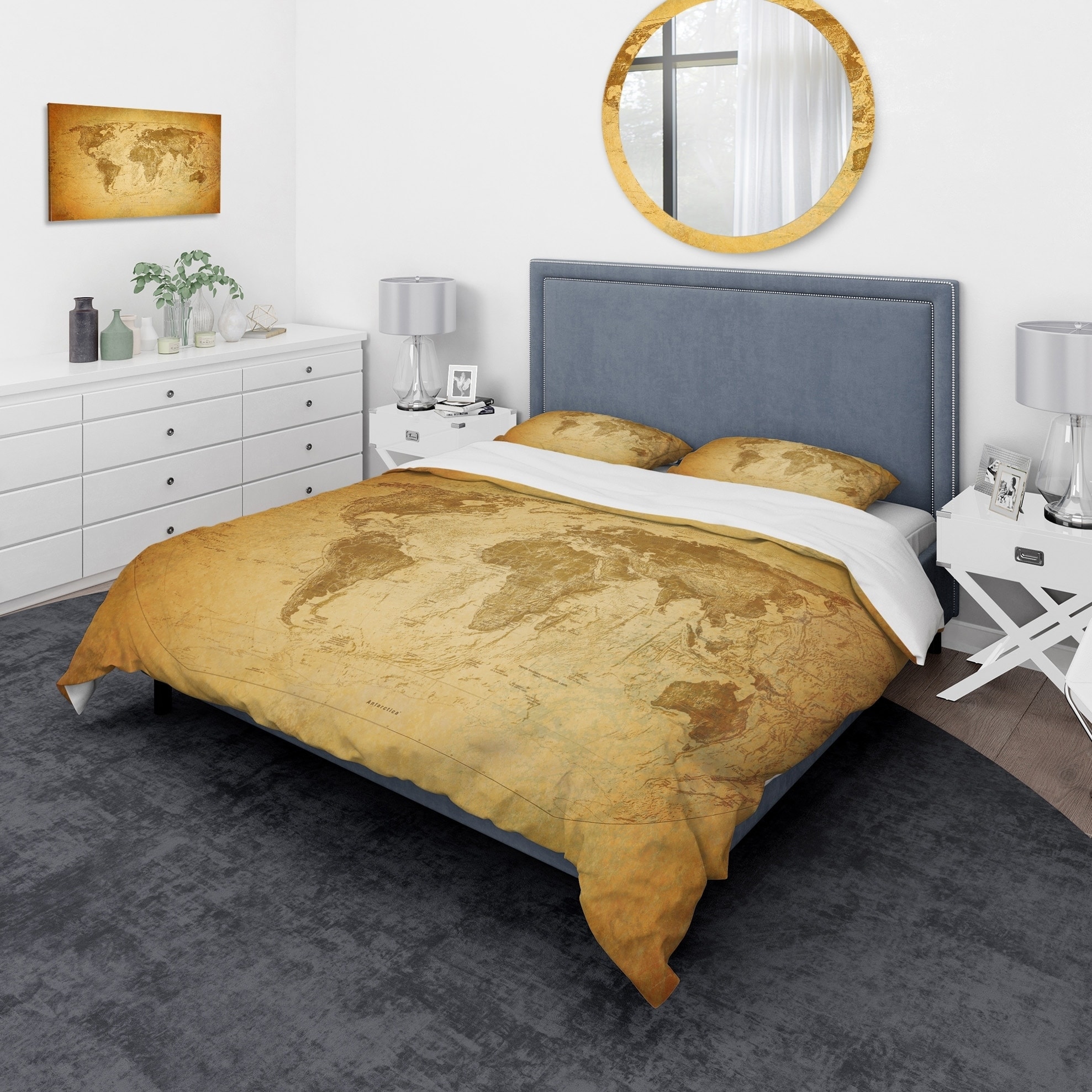 Designart 'Vintage Classic Map' Contemporary Bedding Set --image