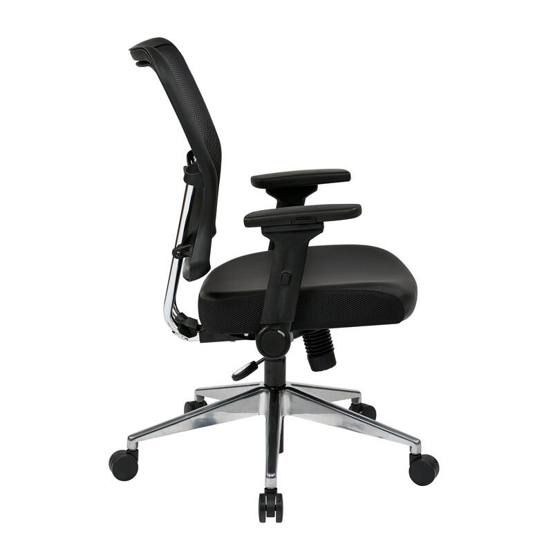 Bonded Leather Seat Chair with 4-Way Adjustable Flip Arms
