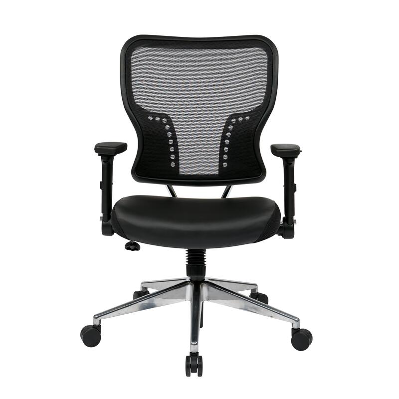 Bonded Leather Seat Chair with 4-Way Adjustable Flip Arms