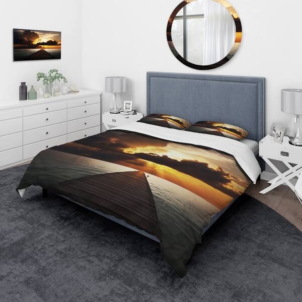 Designart Indefinite Wooden Pier To Gloomy Sea Bridge Bedding Set Duvet Cover Shams Multi Color Overstock 24239368