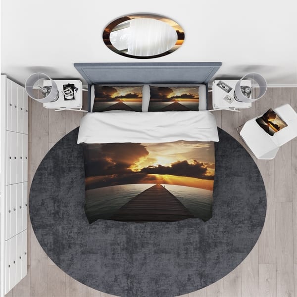 Designart Indefinite Wooden Pier To Gloomy Sea Bridge Bedding Set Duvet Cover Shams Multi Color Overstock 24239368