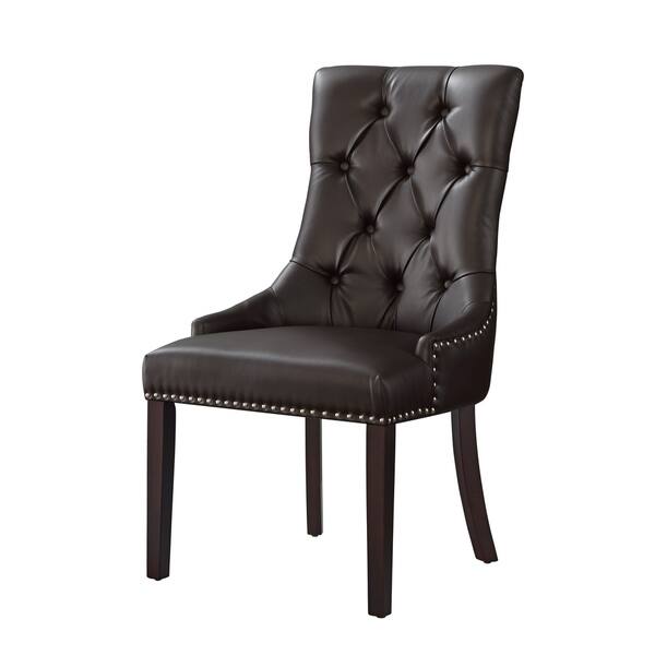 George Leather Dining Chair Tufted Nailhead Trim Set George Leather Dining Chair Tufted Nailhead Trim Set
