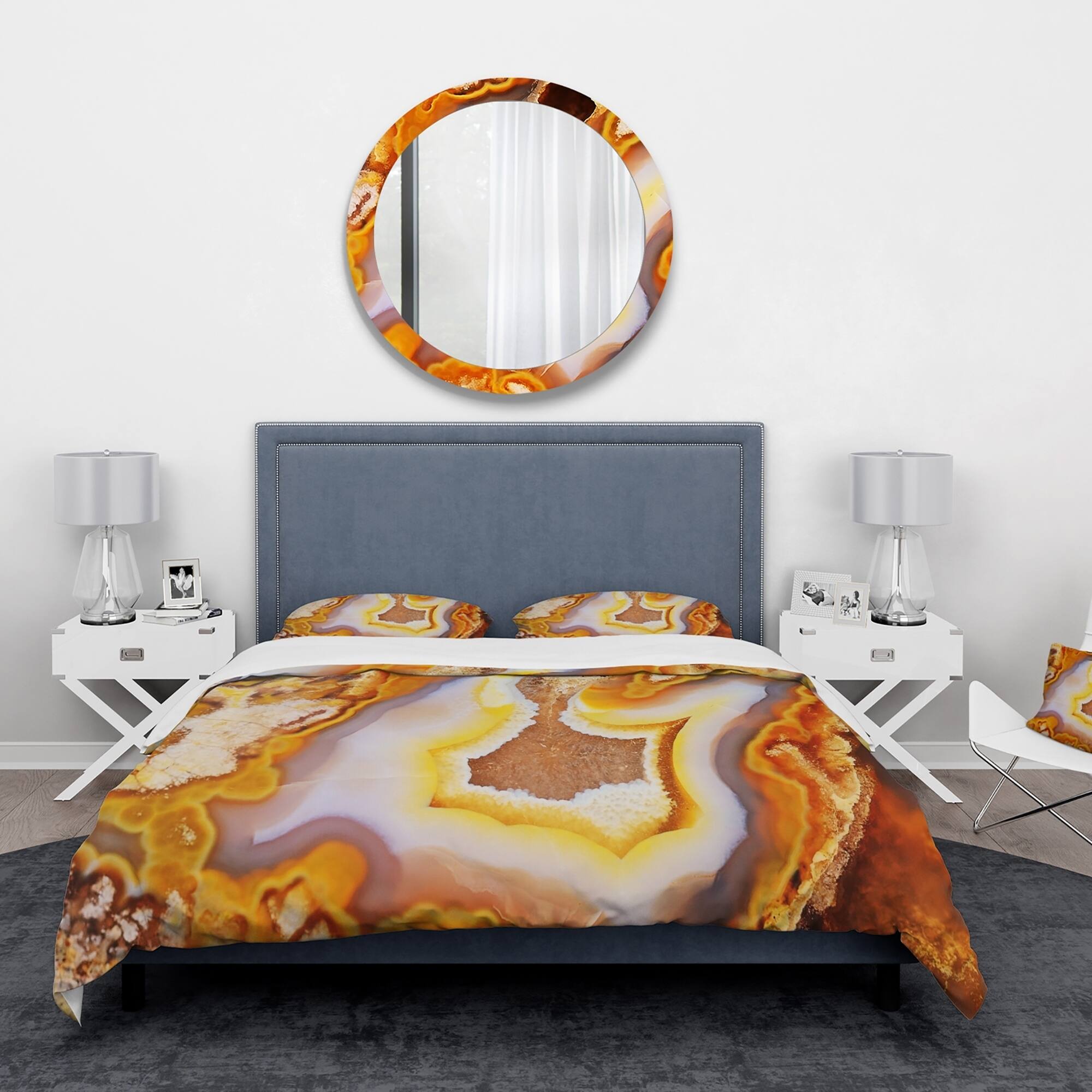 Designart 'Precious brown agate with crystals' Stone Bedding Set ...