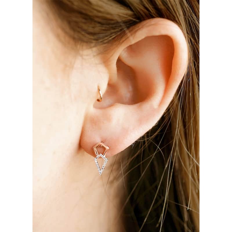Annello by Kobelli Diamond Kite Arrow Earrings in 10k Rose or White Gold