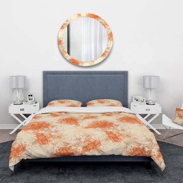 Shop Designart Handdrawn Asian Flowers With Orange Watercolor