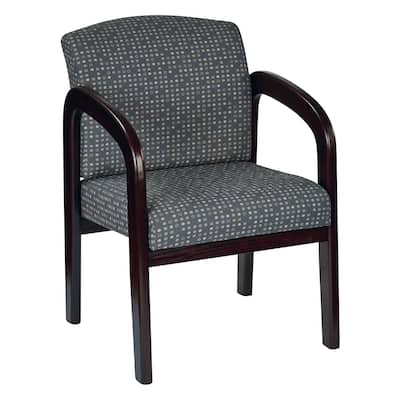 Fabric Mahogany Finish Wood Visitor Chair