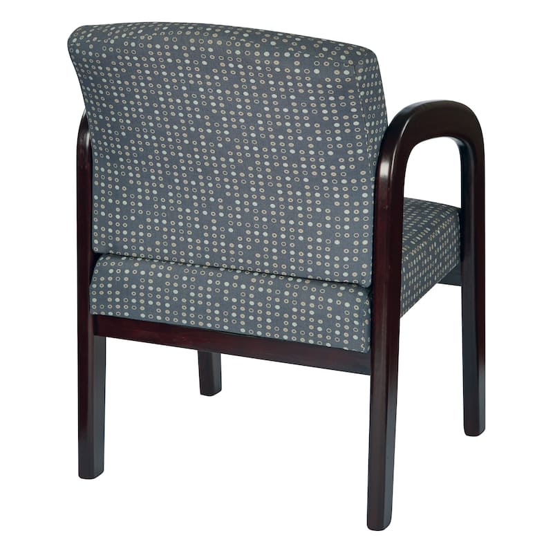 Fabric Mahogany Finish Wood Visitor Chair