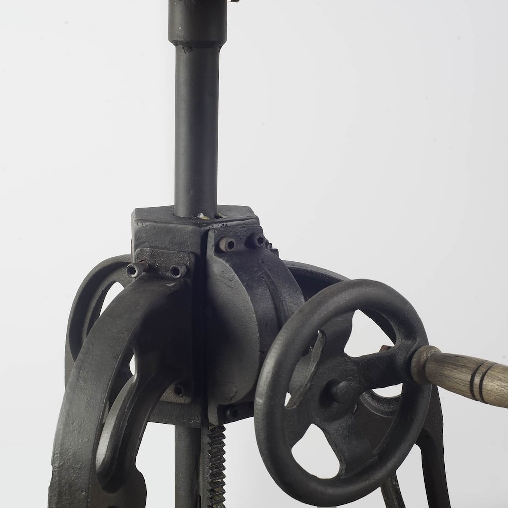 Emslie III Adjustable Round White Marble Top w/Black Metal Base Dining Table - Off White