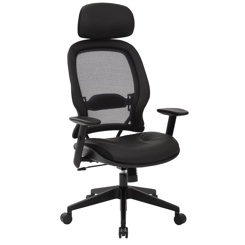 Office Chair with Bonded Leather Seat and Adjustable Headrest