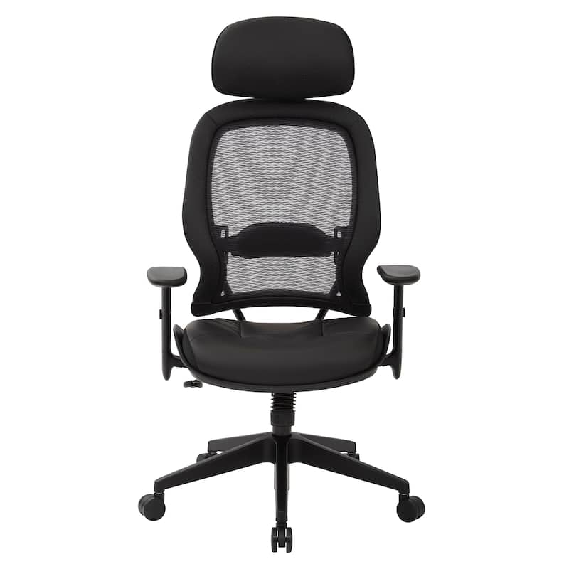 Office Chair with Bonded Leather Seat and Adjustable Headrest