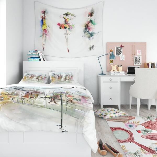 Shop Designart Colorful Illustration Of City Cityscape Bedding