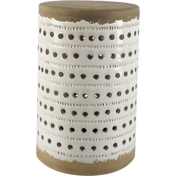 Mercana Thar II White/Tan Ceramic Ottoman
