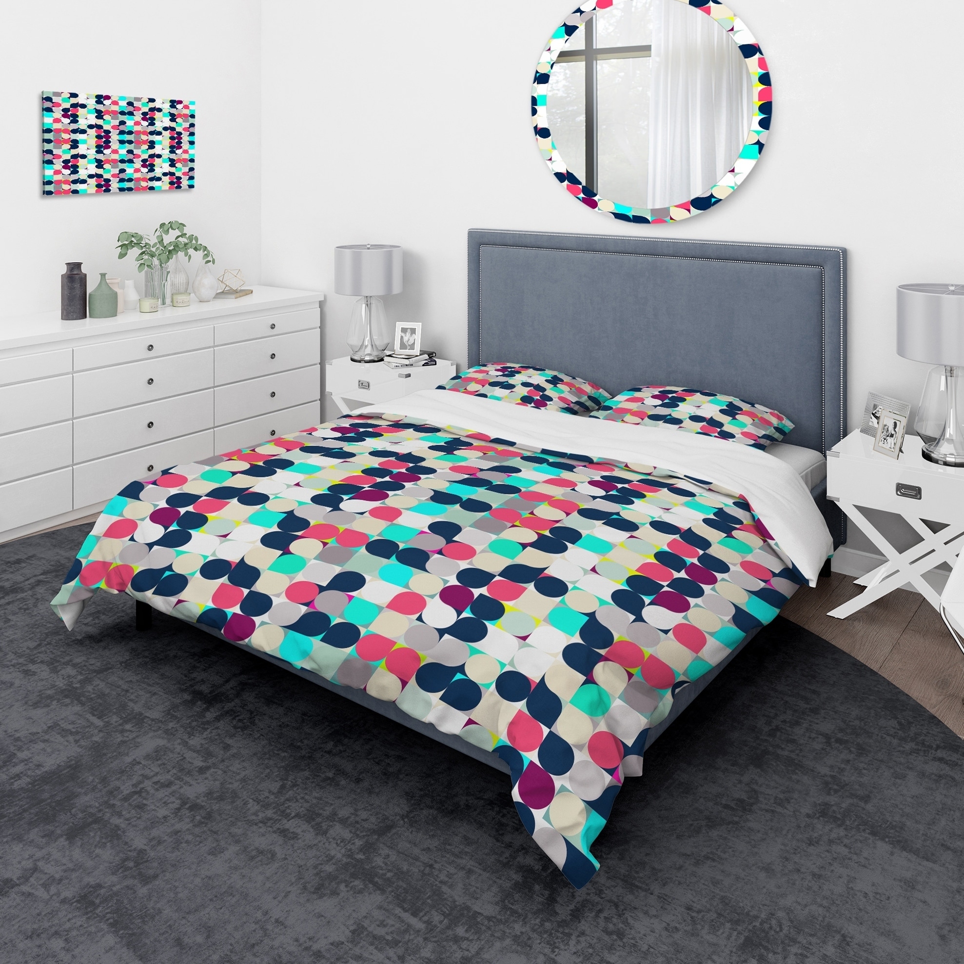 Shop Designart Mosaic Retro Colourful Circles Vintage Bedding