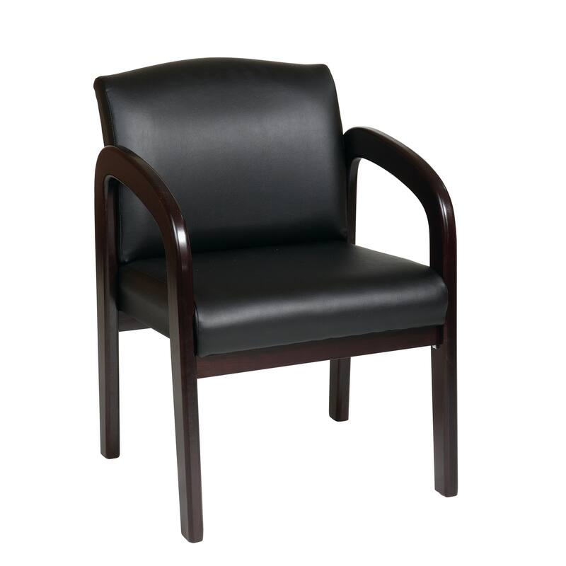 Espresso Finish Wood Visitor Chair - Black