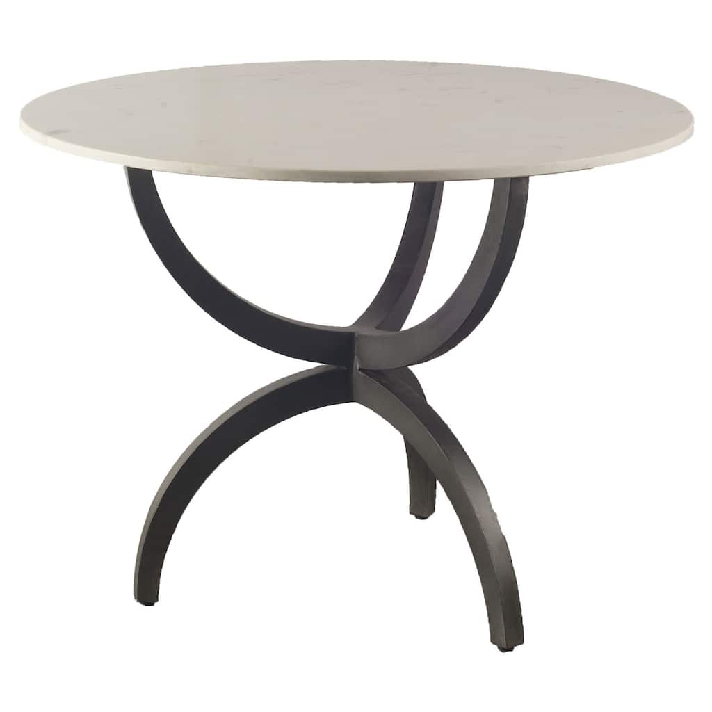 Veneto White Marble Top w/Black Iron Base Round Dining Table - 40"W x 40"L x 31"H