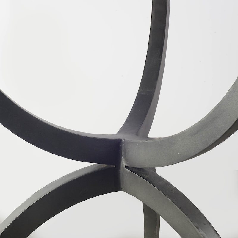 Veneto White Marble Top w/Black Iron Base Round Dining Table - 40"W x 40"L x 31"H