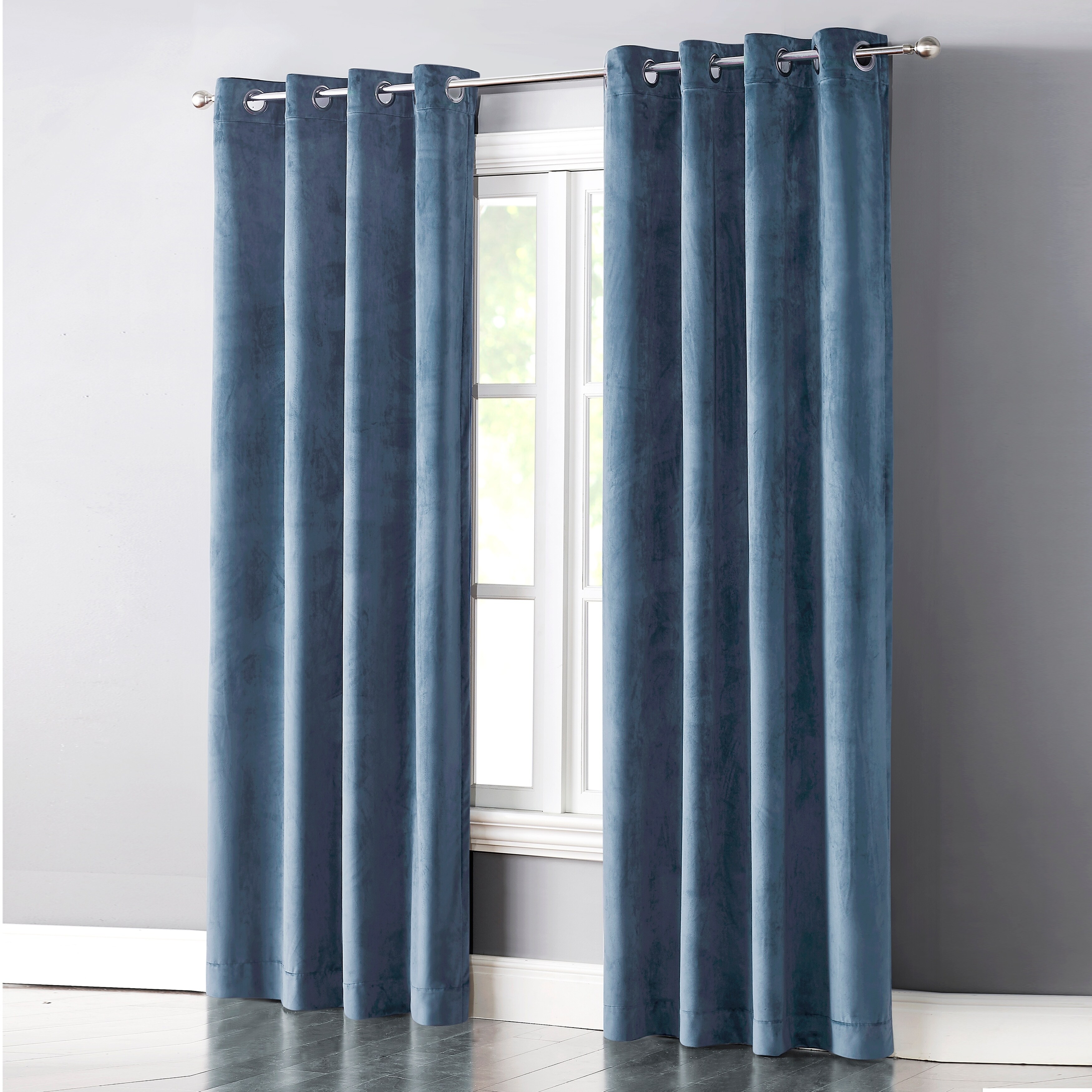 Shop Cathy Blue Velvet Light Blocking Curtain Panel Free