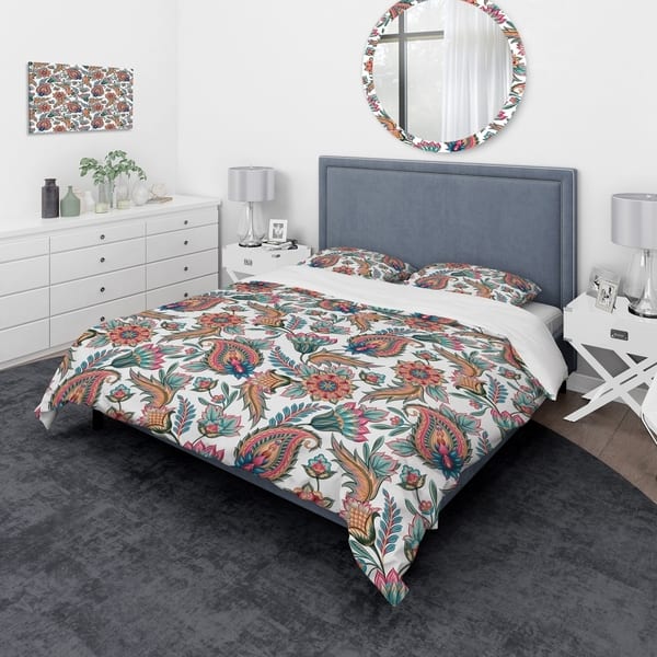 Shop Designart Colourful Floral Paislery Floral Bedding Set
