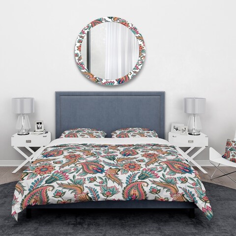 Designart 'Colourful Floral Paislery' Floral Bedding Set - Duvet Cover & Shams