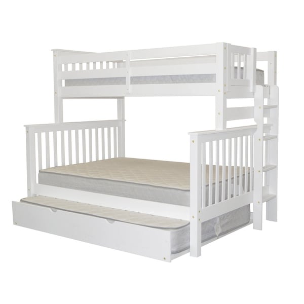 Bedz King White Twin Over Full Mission Style Bunk Beds With End Bedz King White Twin Over Full Mission Style Bunk Beds With End Ladder And