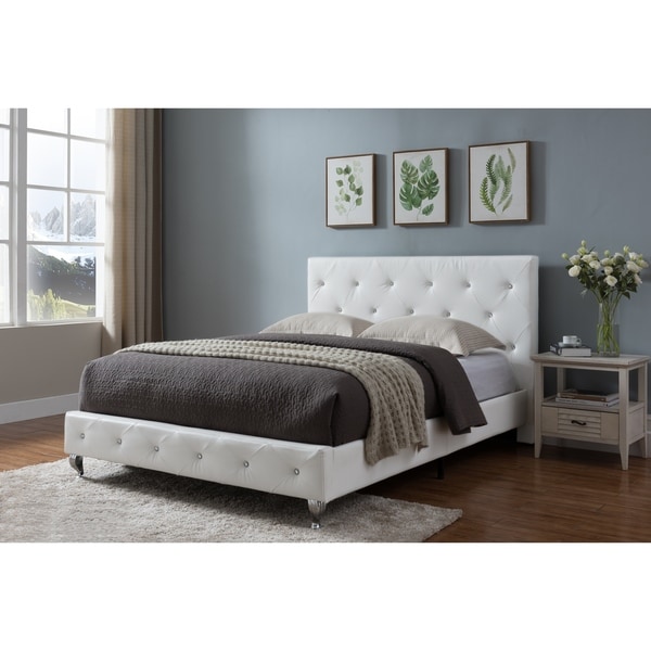 Shop Queen size upholstered beds-White &amp; Faux Leather - On 