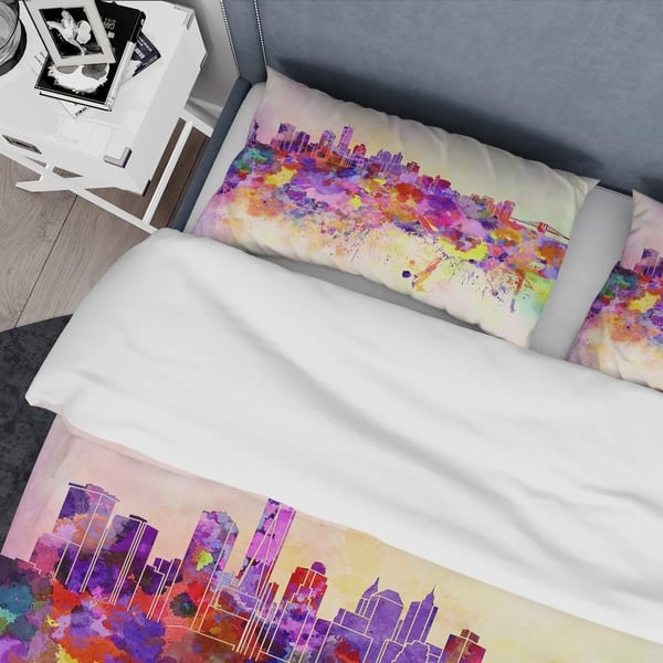 Shop Designart Purple New York Skyline Cityscape Bedding Set