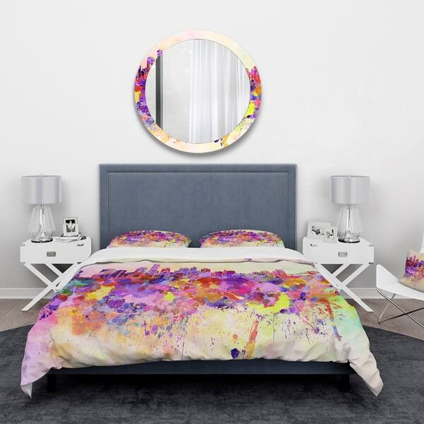 Shop Designart Purple New York Skyline Cityscape Bedding Set