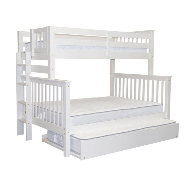 Bedz King White Brazilian Pine Wood Twin Over Full Mission Bedz King White Brazilian Pine Wood Twin Over Full Mission Style Bunk Beds With End Ladder