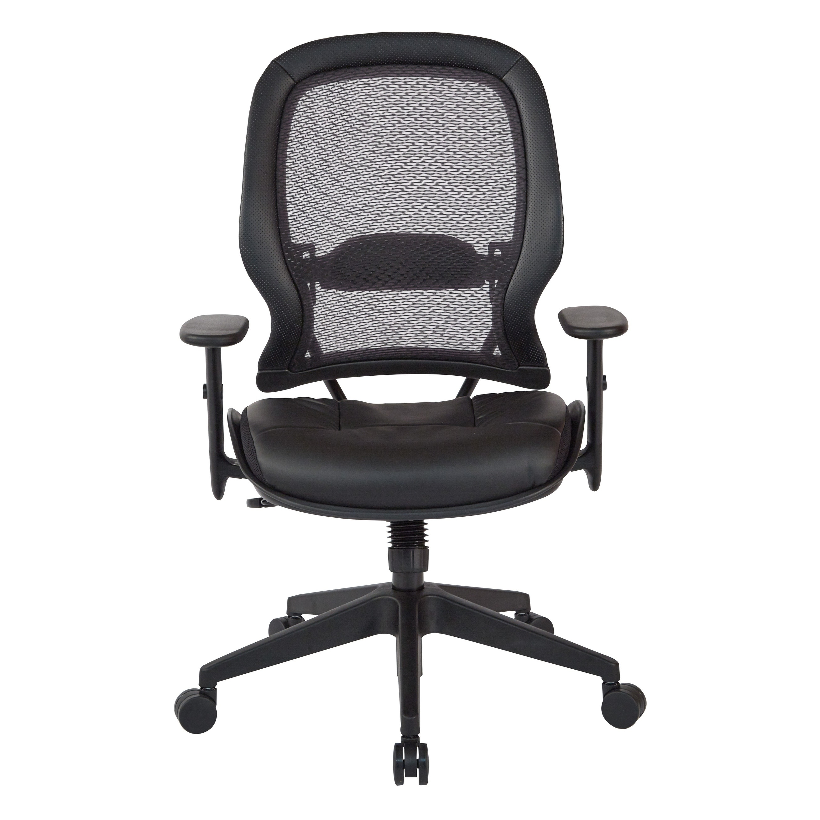 Office Star Professional Light Air Grid Back Chair Leather Seat