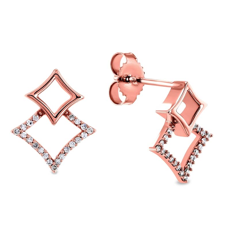 Annello by Kobelli 1/10 Carat TDW Diamond Women's Kite Earrings in 10k Rose or White Gold