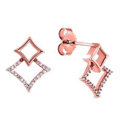 Annello by Kobelli 1/10 Carat TDW Diamond Women's Kite Earrings in 10k Rose or White Gold