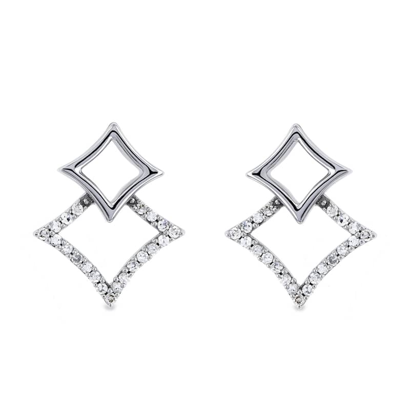 Annello by Kobelli 1/10 Carat TDW Diamond Women's Kite Earrings in 10k Rose or White Gold