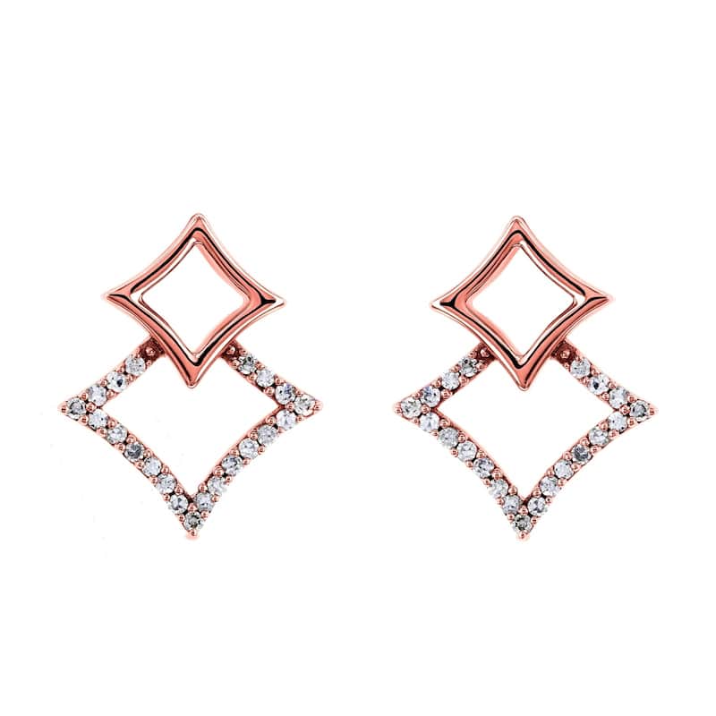 Annello by Kobelli 1/10 Carat TDW Diamond Women's Kite Earrings in 10k Rose or White Gold