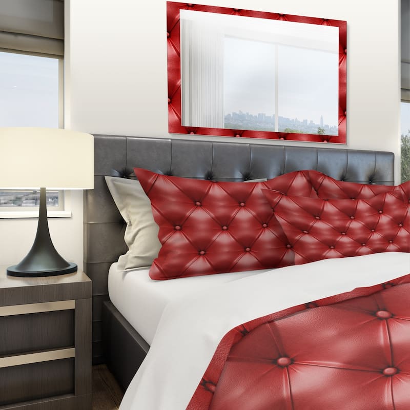 Designart 'Luxury Classic Red Leather' Modern & Contemporary Bedding Set - Duvet Cover & Shams