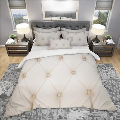 Designart 'Cream Colored Luxury Diamond Shaped Couch Leather' Modern & Contemporary Bedding Set - Duvet Cover & Shams