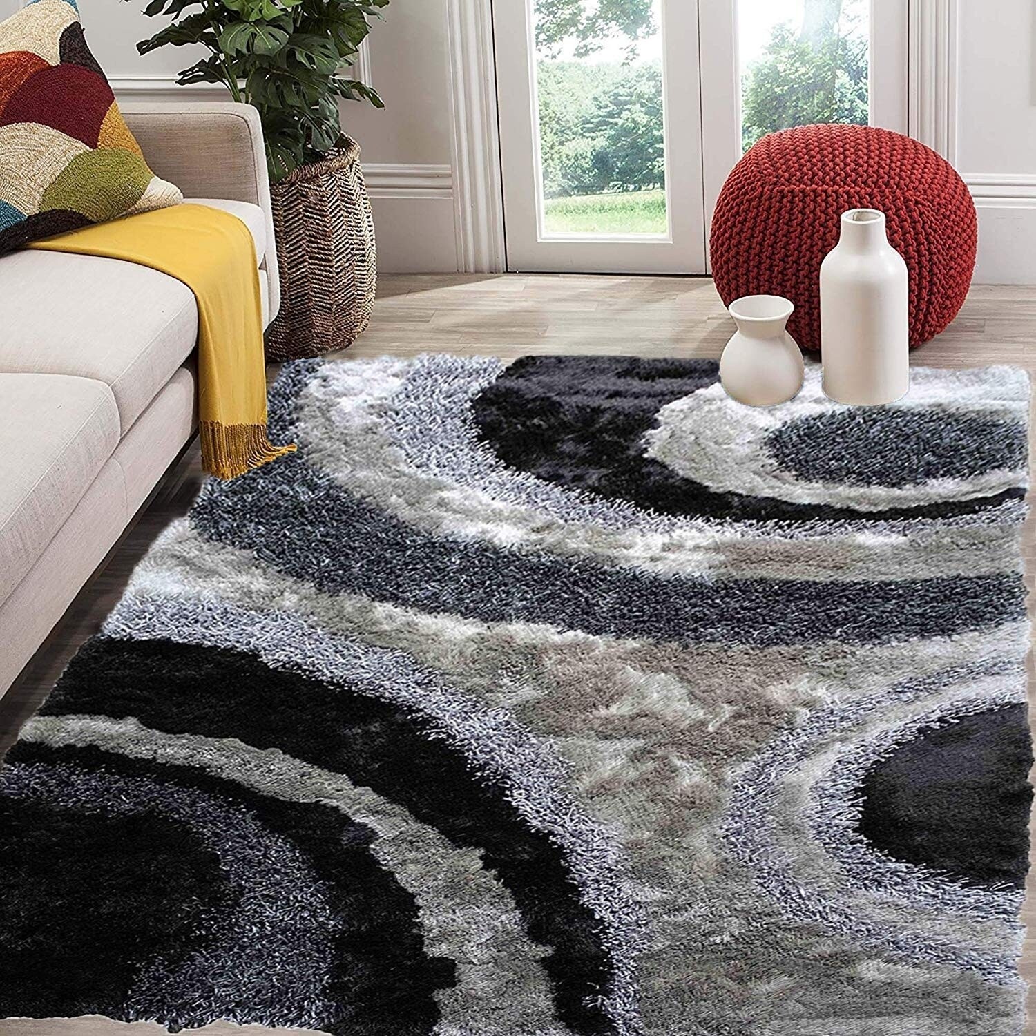 Shop Signature 289 Gray Grey Area Rug Carpet 3d Shaggy Shag 8 X 10 Overstock 24241521
