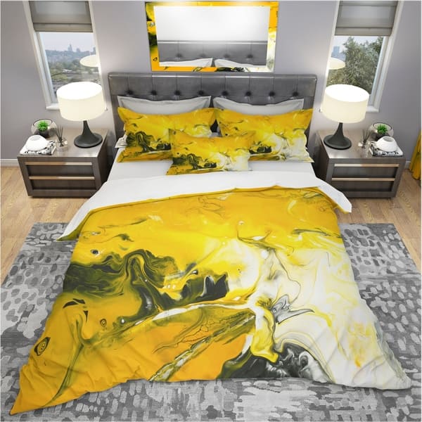 Shop Designart Yellow Acrylic Marble Modern Contemporary